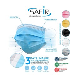 SAFİR CERRAHİ MASKE BEYAZ 